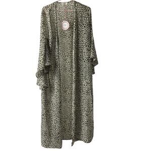 UMGEE NEW Kimono Boho Hippie Festival Open Ruffle Cheetah Print S